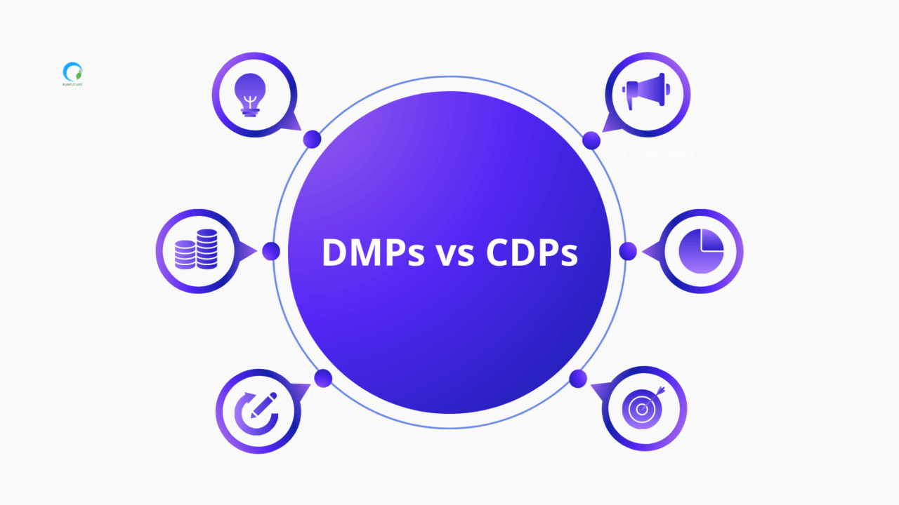 DMPs vs CDPs comparison diagram showing key differences in data, targeting, activation, and analytics for publishers