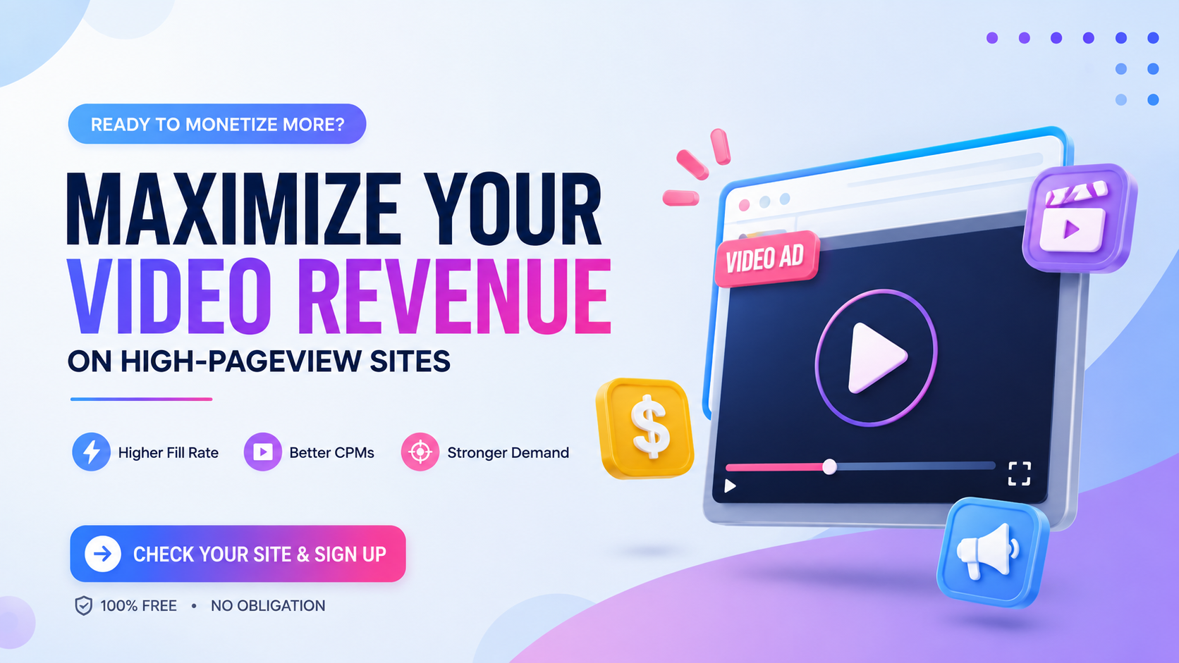 video ad monetization for high-pageview sites